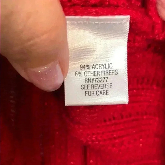 Red Croft & Barrow  Crew Neck Ribbed Sweater w A Bit of Holiday Sparkle - Picture 4 of 7